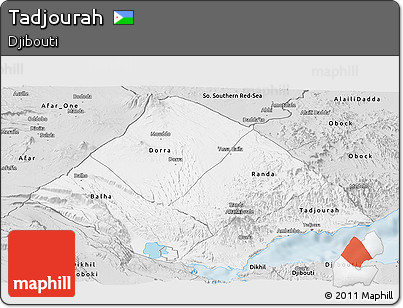 Silver Style Panoramic Map of Tadjourah