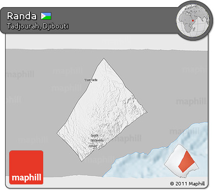 Gray 3D Map of Randa, single color outside