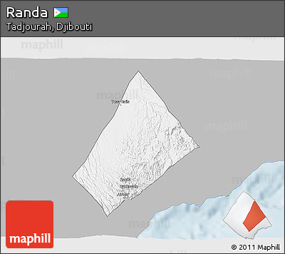Gray 3D Map of Randa, single color outside