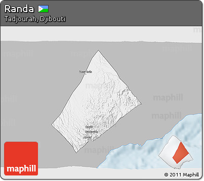 Gray 3D Map of Randa, single color outside