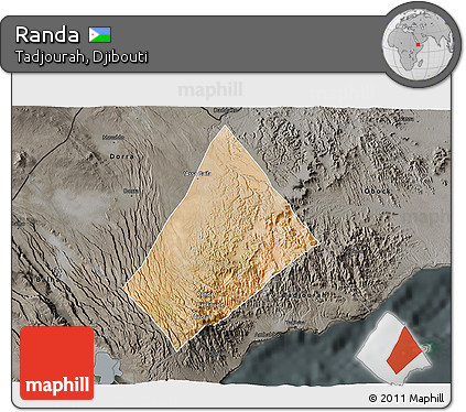 Satellite 3D Map of Randa, darken, semi-desaturated