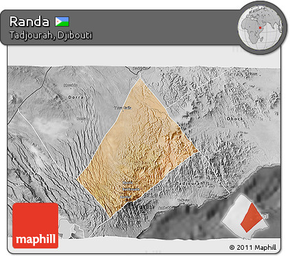 Satellite 3D Map of Randa, desaturated
