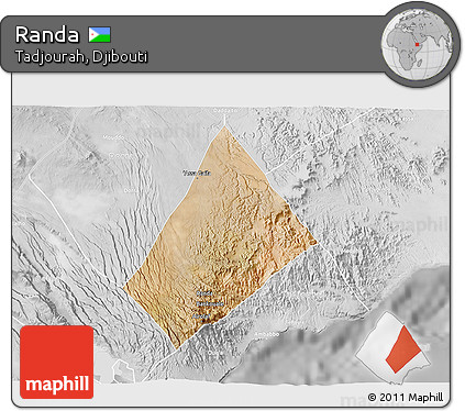 Satellite 3D Map of Randa, lighten, desaturated