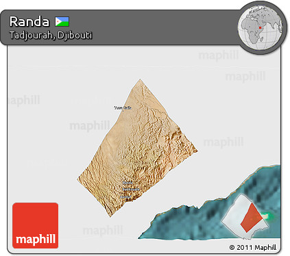 Satellite 3D Map of Randa, single color outside
