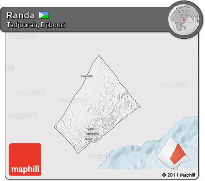 Silver Style 3D Map of Randa, single color outside