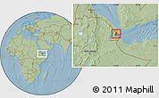 Savanna Style Location Map of Randa, within the entire country, hill shading