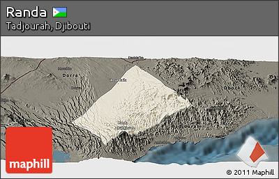 Shaded Relief Panoramic Map of Randa, darken