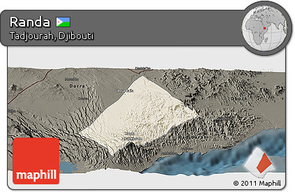 Shaded Relief Panoramic Map of Randa, darken