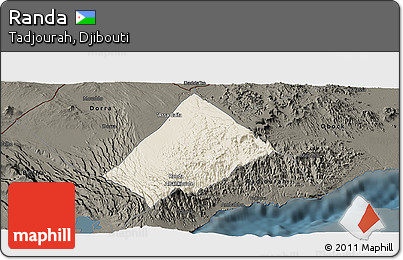 Shaded Relief Panoramic Map of Randa, darken