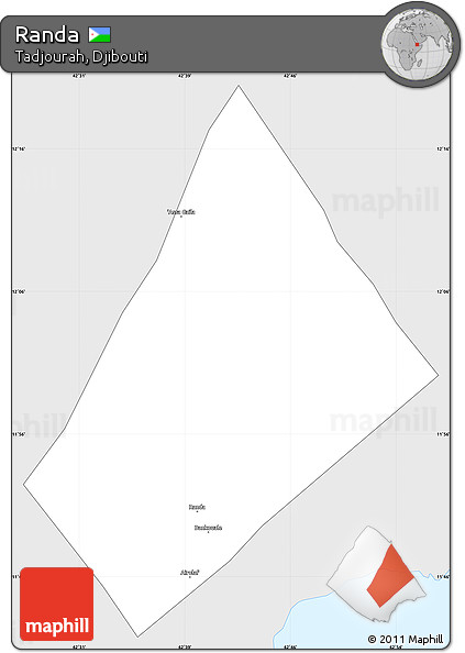Silver Style Simple Map of Randa, single color outside