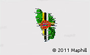 Flag 3D Map of Dominica, flag rotated