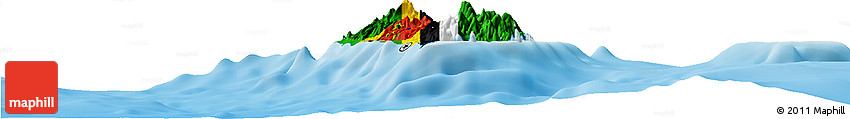 Flag Horizon Map of Dominica, physical outside, flag rotated