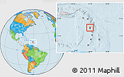 Political Location Map of Dominica, highlighted continent