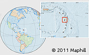 Political Location Map of Dominica, lighten, land only