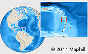 Political Location Map of Dominica, shaded relief outside