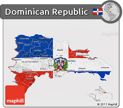 Flag 3D Map of Dominican Republic, flag centered