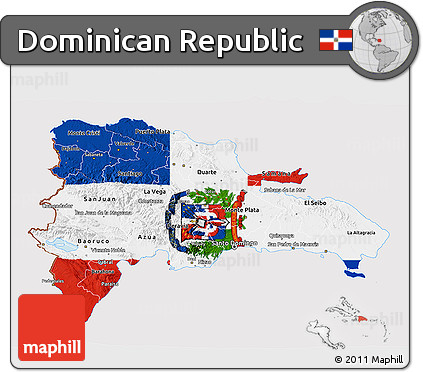 Flag 3D Map of Dominican Republic, flag aligned to the middle