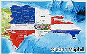 Flag 3D Map of Dominican Republic, physical outside, bathymetry sea, flag rotated