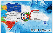Flag 3D Map of Dominican Republic, political outside, flag aligned to the middle