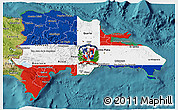 Flag 3D Map of Dominican Republic, satellite outside, flag centered