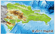 Physical 3D Map of Dominican Republic, desaturated, land only