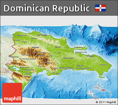 Physical 3D Map of Dominican Republic, lighten, land only