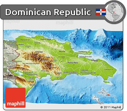 Physical 3D Map of Dominican Republic, semi-desaturated, land only