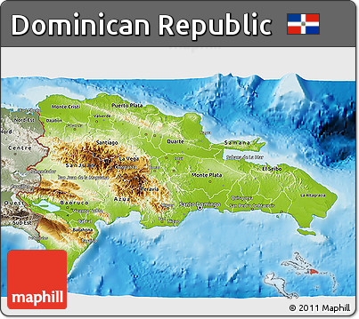 Physical 3D Map of Dominican Republic, semi-desaturated, land only