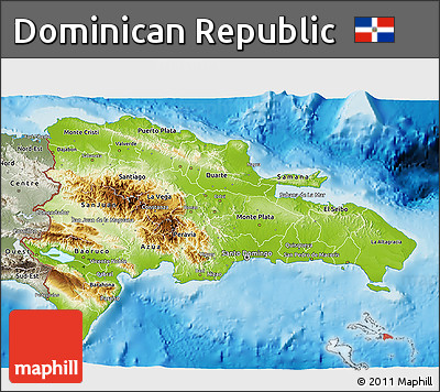 Physical 3D Map of Dominican Republic, semi-desaturated, land only