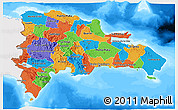 Political 3D Map of Dominican Republic, single color outside, bathymetry sea