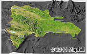 Satellite 3D Map of Dominican Republic, darken, desaturated