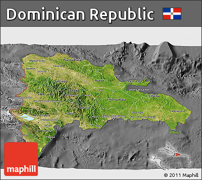 Satellite 3D Map of Dominican Republic, desaturated