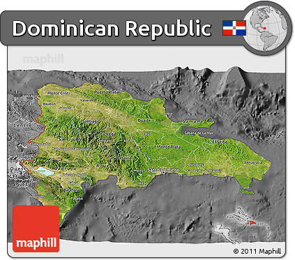 Satellite 3D Map of Dominican Republic, desaturated