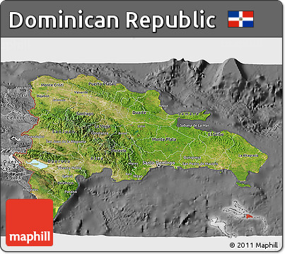 Satellite 3D Map of Dominican Republic, desaturated