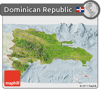 Satellite 3D Map of Dominican Republic, lighten