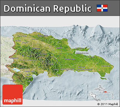 Satellite 3D Map of Dominican Republic, lighten
