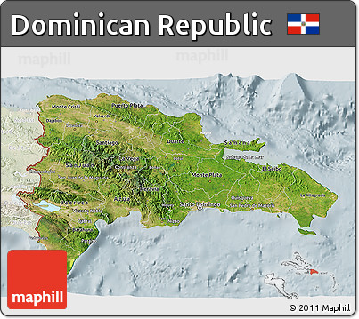 Satellite 3D Map of Dominican Republic, lighten