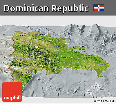 Satellite 3D Map of Dominican Republic, lighten, semi-desaturated