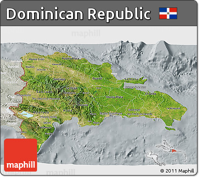 Satellite 3D Map of Dominican Republic, lighten, semi-desaturated