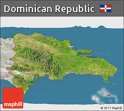 Satellite 3D Map of Dominican Republic, lighten, semi-desaturated, land only