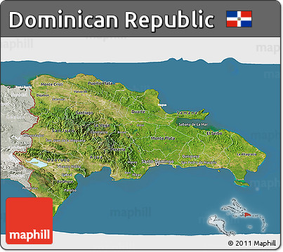 Satellite 3D Map of Dominican Republic, lighten, semi-desaturated, land only