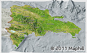 Satellite 3D Map of Dominican Republic, lighten, semi-desaturated