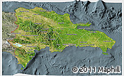 Satellite 3D Map of Dominican Republic, semi-desaturated