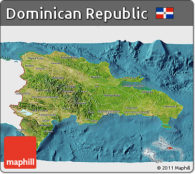 Satellite 3D Map of Dominican Republic, single color outside