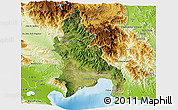 Satellite 3D Map of Azua, physical outside