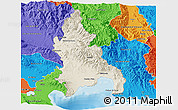 Shaded Relief 3D Map of Azua, political outside