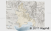 Shaded Relief 3D Map of Azua, semi-desaturated
