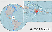 Gray Location Map of Azua, hill shading