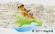 Physical Panoramic Map of Azua, shaded relief outside