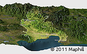 Satellite Panoramic Map of Azua, darken